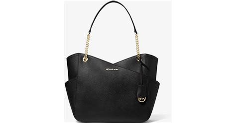 michael kors jet set large shoulder bag in black|Michael Kors jet set saffiano.